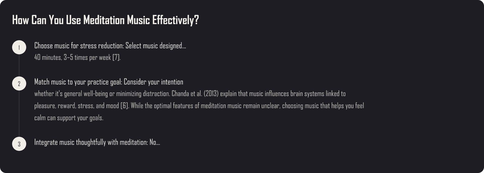 Safe use protocol for meditation music benefits, recommended volume, duration, and guidelines