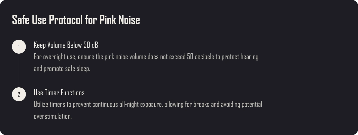 Safe use protocol for pink noise, recommended volume, duration, and guidelines